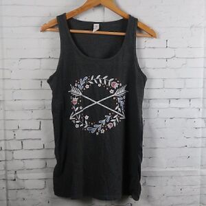 AIR WAVES GREY MATERNITY ROUCHED SIDES GRAPHIC TANK TOP SIZE LARGE